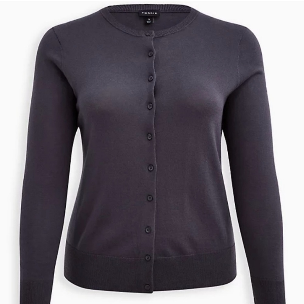 Torrid Fitted Crew Cardigan, Dark Gray, Size 2 (2X 18-20), see photos